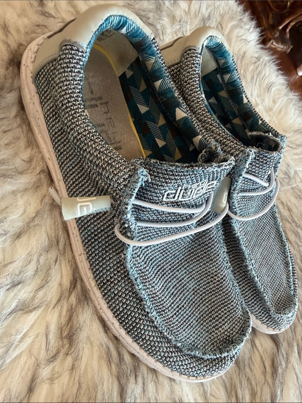 Hey Dude WALLY SOX Slip-On Sneakers in ice Gray and Turquoise
